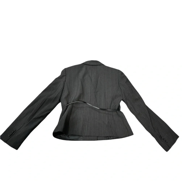 EUC Antonio Melani Belted Jacket Business Casual sz 12 charcoal w/ red pinstripe - Picture 2 of 5
